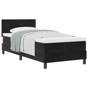 vidaXL Lit à ressorts avec matelas Noir 90 x 190 cm Velours