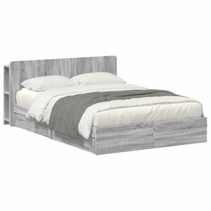 vidaXL Cadre de lit avec rangement Sonoma gris 160 x 200 cm
