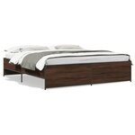 vidaXL Cadre de lit chêne marron 180x200 cm bois d'ingénierie et métal