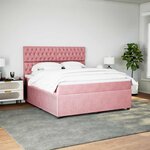 vidaXL Sommier à lattes de lit avec matelas Rose 180x200 cm Velours