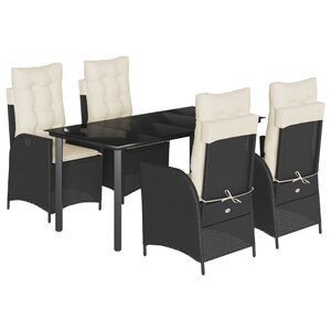 vidaXL Ensemble à manger de jardin coussins 5Pièces Noir Résine tressée