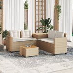 vidaXL Canapé de jardin avec table et coussins en forme de L beige