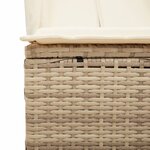 vidaXL Chaise longue double avec toit et rideaux beige résine tressée