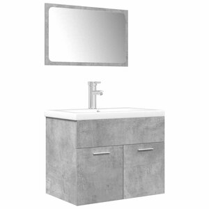 vidaXL Ensemble de meubles de salle de bain 3 Pièces gris béton
