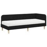 vidaXL Cadre de lit d'angle avec matelas Noir 80 x 200 cm tissu
