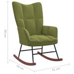 vidaXL Chaise à bascule avec repose-pied Vert clair Velours