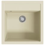 vidaXL Évier de cuisine Granit Seul lavabo Beige