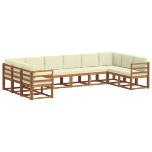 vidaXL Ensemble de canapés d'extérieur 10 pc Naturel et Crème