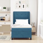 vidaXL Lit à ressorts avec matelas bleu foncé 90 x 190 cm en velours