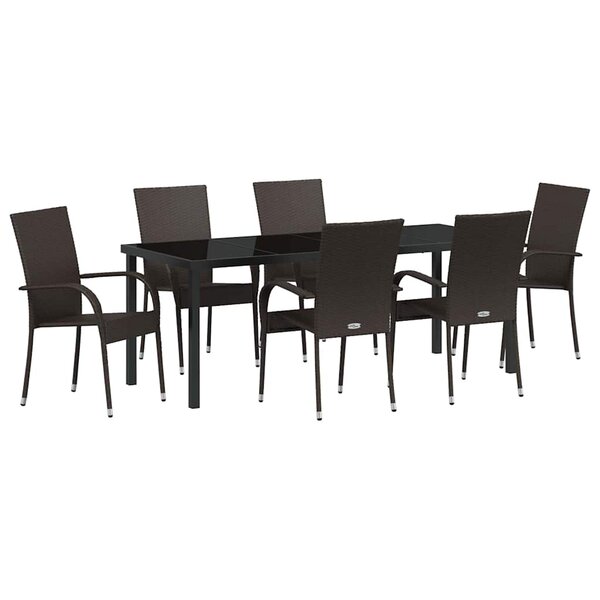 vidaXL Ensemble de salle à manger pour jardin 7 Pièces Marron