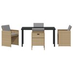 vidaXL Ensemble de salle à manger de jardin 5 pièces avec coussins en rattan poly beige