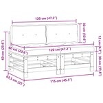 vidaXL Sofa de jardin milieu Pin massif Brun Ciré