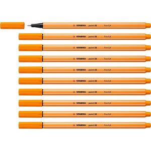 Stylo-Feutre POINT 88 Pointe Fine 0 4 mm orange x 10 STABILO