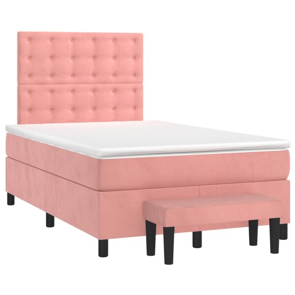 vidaXL Sommier à lattes de lit avec matelas rose 120x190 cm velours