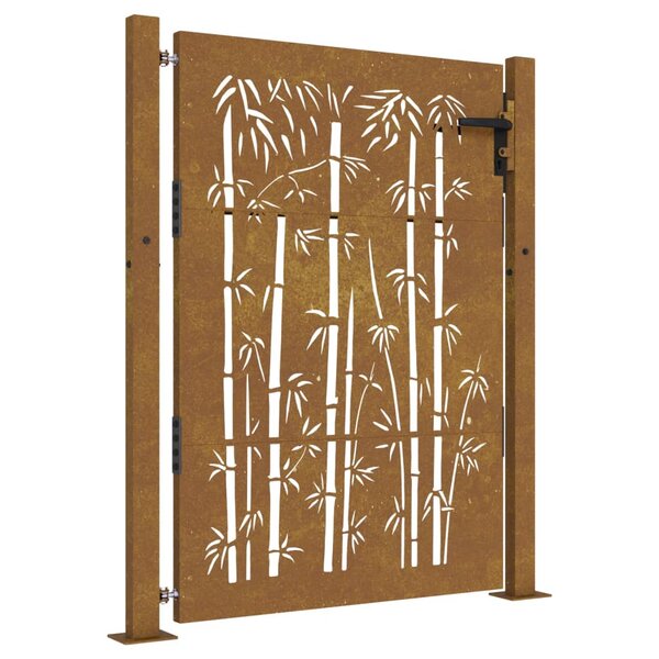 vidaXL Portail de jardin 105x130 cm acier corten design de bambou