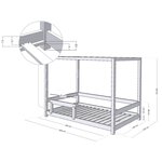 Lit cabane enfant BUNKY 140 x 200 gris clair