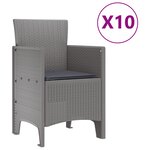 vidaXL Ensemble de Salle à Manger de Jardin de 11 Pièces avec Coussins Gris Clair Poly Rattan