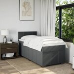 vidaXL Sommier à lattes de lit avec matelas Gris foncé 90x200 cm Tissu