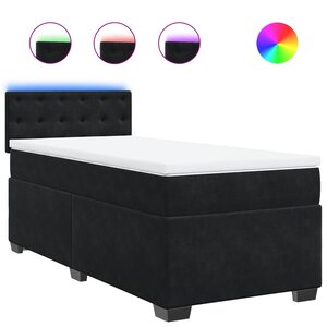 vidaXL Sommier à lattes de lit avec matelas Noir 90x200 cm Velours
