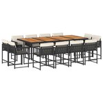 vidaXL Ensemble à manger de jardin 13 Pièces coussins noir résine tressée