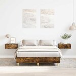 vidaXL Cadre de lit sans matelas chêne fumé 120x190 cm bois ingénierie