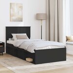 vidaXL Cadre de lit Noir 75 x 190 cm Bois d'ingénierie