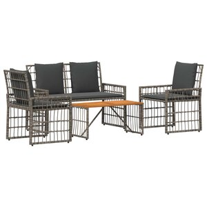 vidaXL Ensemble de meubles d'extérieur 4 Pièces Noir et Gris foncé