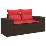 vidaXL Salon de jardin 10 Pièces et coussins marron résine tressée acacia