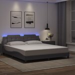 vidaXL Cadre de lit avec LED sans matelas Zadar gris 180x200 cm