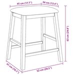 vidaXL chaises de bar avec coussins 2 Pièces marron bois massif d'hévéa
