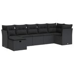 vidaXL Salon de jardin 7 Pièces avec coussins noir résine tressée