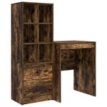 vidaXL Bureau avec rangement 2 Pièces Chêne fumé 60 x 50 x 76 cm