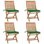 vidaXL Chaises pliables de jardin avec coussins lot de 4 Teck solide