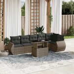 vidaXL Salon de jardin avec coussins 7 Pièces gris résine tressée