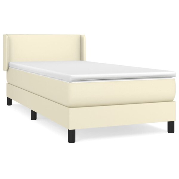 vidaXL Sommier à lattes de lit avec matelas Crème 90x200 cm Similicuir
