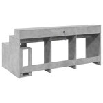 Bureau table poste de travail meuble d'ordinateur informatique étude et lumières LED 200 x 104 x 91cm bois ingénierie gris 02_0023802