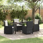 Ensemble de salle à manger de jardin 5 pièces vidaXL Noir Poly Rotin