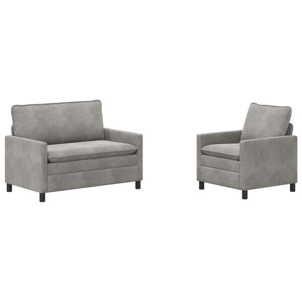 vidaXL Ensemble de Canapés 2 Pièces Gris clair Velours