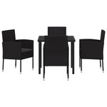 vidaXL Ensemble de repas de jardin 5 pièces avec coussins en rattan poly noir