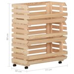vidaXL Chariot à légumes 77x30x80 cm Bois de pin solide