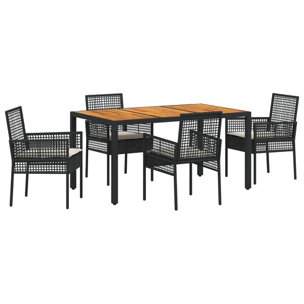 vidaXL Ensemble de salle à manger de jardin 5 pièces avec coussins Noir Rotin synthétique