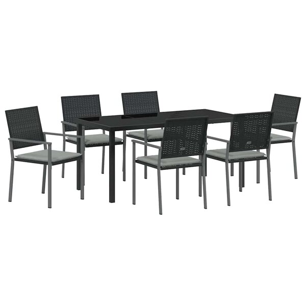 vidaXL Ensemble de salle à manger pour jardin 7 Pièces Noir et Gris Clair