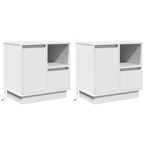vidaXL Cabinet de chevet avec tiroir 2 Pièces Blanc 50 x 34.5 x 50 cm.