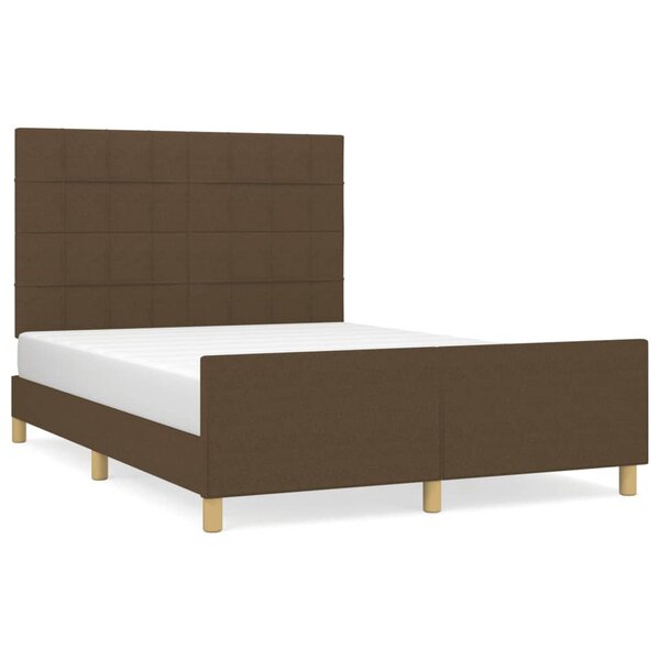 vidaXL Cadre de lit sans matelas marron foncé 140x190 cm tissu