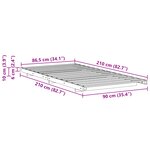 vidaXL Cadre de lit surélevé Marron cire 90 x 210 cm