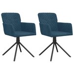 vidaXL Chaises pivotantes à manger lot de 2 Bleu Velours