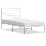 vidaXL Cadre de lit métal sans matelas avec tête de lit blanc 75x190cm