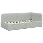 vidaXL Cadre de lit d'angle Gris clair 90 x 190 cm Velours