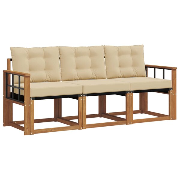 vidaXL Ensemble de canapés d'extérieur 3 Pièces Naturel et Beige