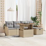 vidaXL Ensemble de sofa de jardin de 6 pièces avec coussins beige poly rattan